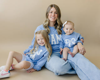 The Oaklynn Crewneck & Eleanor Romper - Blue Toile Bow