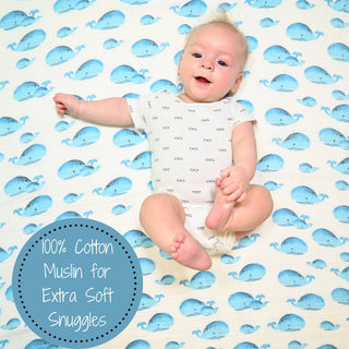 Whale, Whale, Whale Baby Muslin Swaddle Blanket