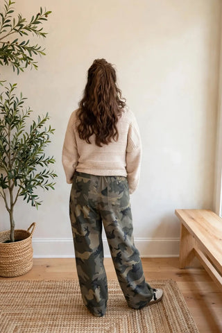 Camo Wide-Leg Drawstring Pant