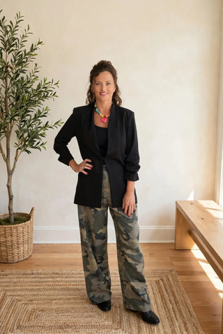 Camo Wide-Leg Drawstring Pant