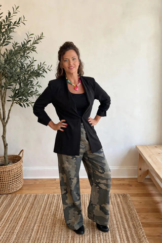Camo Wide-Leg Drawstring Pant