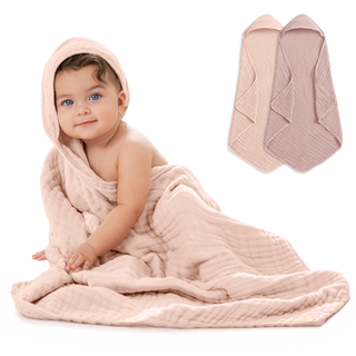 Hooded Baby Towel, 6 Layer 100% Muslin Cotton by Comfy Cubs