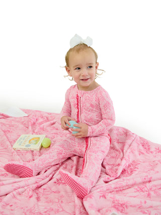 Pink Cottontail Toile Footed One Piece Pajama