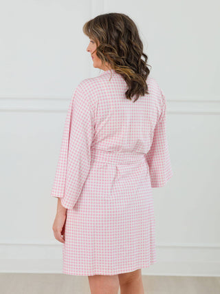Pink Gingham Mommy & Me Maternity Robe