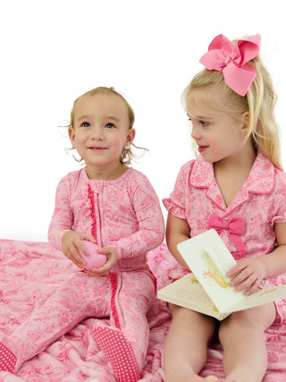 Pink Cottontail Toile Footed One Piece Pajama