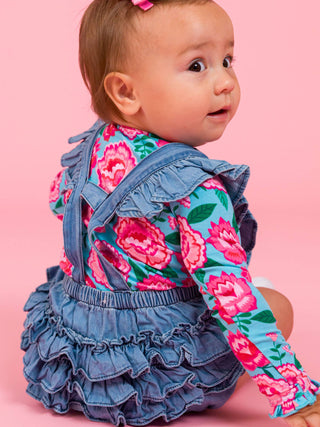 Bright Blossoms Knit Long Sleeve Ruffle Bodysuit
