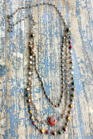 Janet Necklace - Orange Convertible Beaded