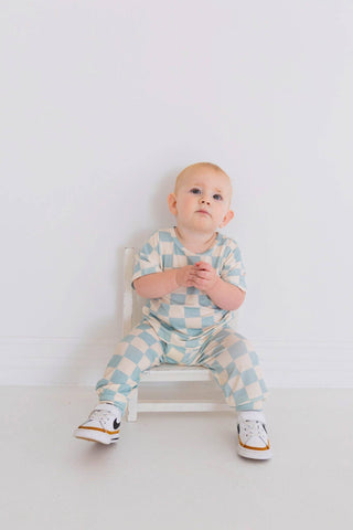 Blue Checked Out Bamboo Lounge Set