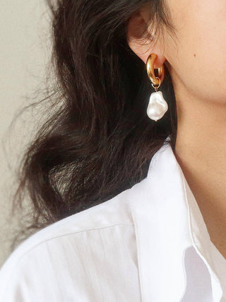 Gold Large Huggie Droplet Earrings