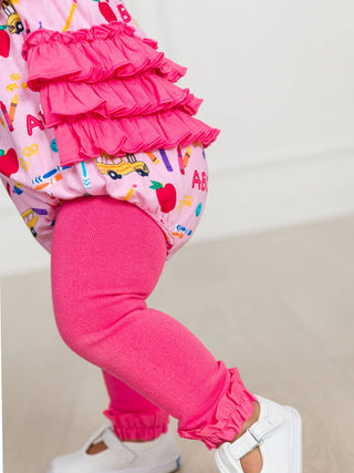 Hot Pink Footless Ruffle Tights