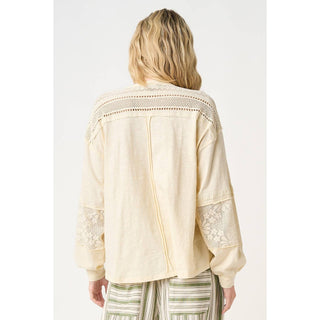 Mixed Media Lace Oversized Top
