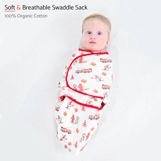 LollyBanks Firehouse Fido Baby Sleep Swaddle, 100% Organic Cotton