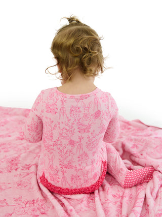 Pink Cottontail Toile Footed One Piece Pajama