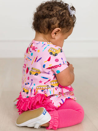 Hot Pink Footless Ruffle Tights