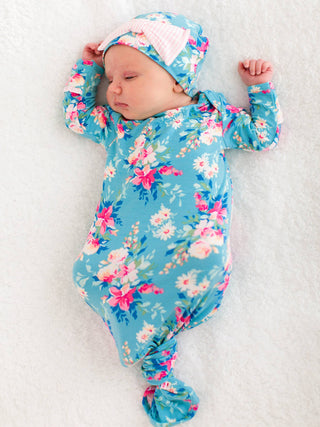 Fancy Me Floral Sleep Gown & Bow Hat Set
