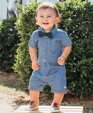 Light Wash Denim Button-Up Romper