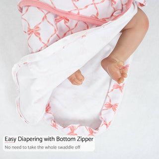 LollyBanks Beautiful Bows Baby Sleep Swaddle 100% Organic Cotton