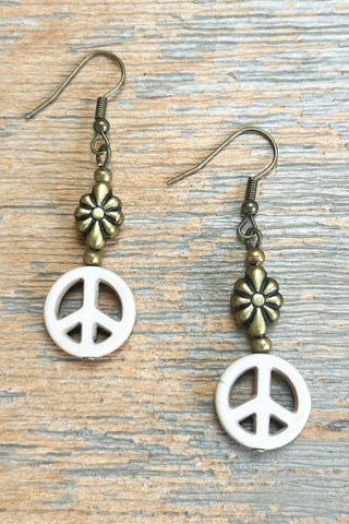 Mirabella Earrings - Peace Sign