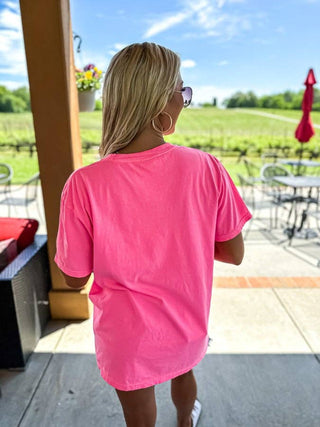 Neon Pink Mama Puff Letter Graphic Tee