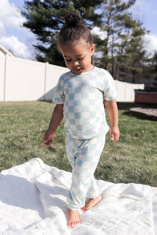 Blue Checked Out Bamboo Lounge Set