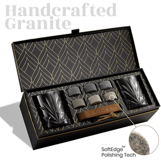 Handcrafted granite rock set with a decorative box, featuring soft edge polishing technology.